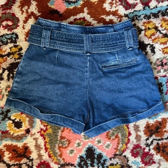 Sezane Blue High-Waisted Denim Shorts - Picture 2 of 6